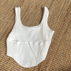 PINK Victoria's Secret White Fitted Bustier Tank Top